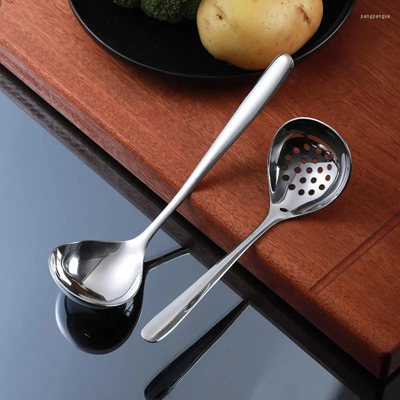 Dinnerware Sets 304 Stainless Steel Deepen Soup Spoon Ladle Colander Long Handle Tableware Skimmer Home Tablespoons Kitchen Utensils