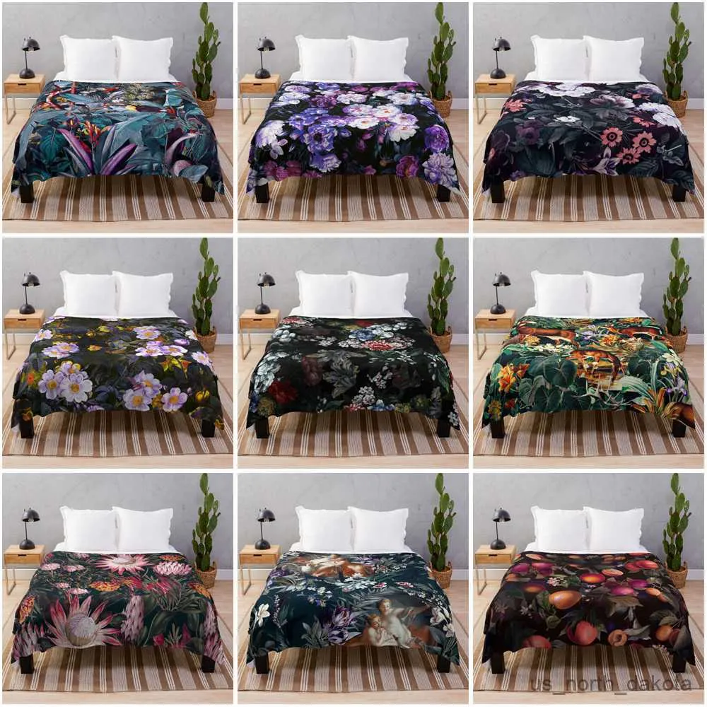 Decke Decken Sofadecke Fleecedecke Kühldecke Benutzerdefinierte dekorative Bettdecken Blume Vogel Pflanze R230617