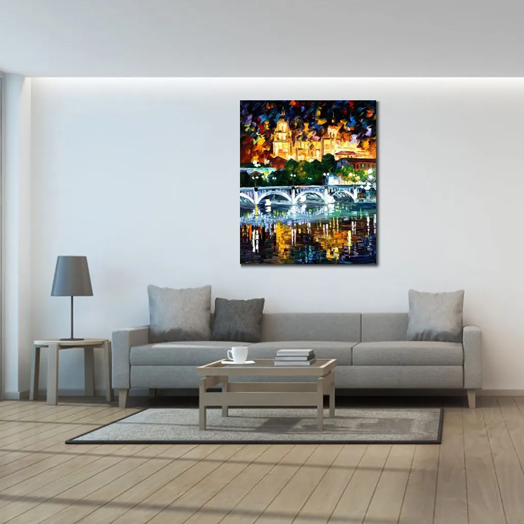 High Quality Canvas Art Spain Salamanca Handcrafted Oil Paintings Urban Streets Modern Wall Decor