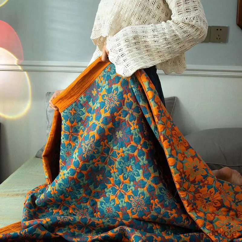 Одеяла декоративное одеяло кровать Этническое хлопковое марлевое покрывало