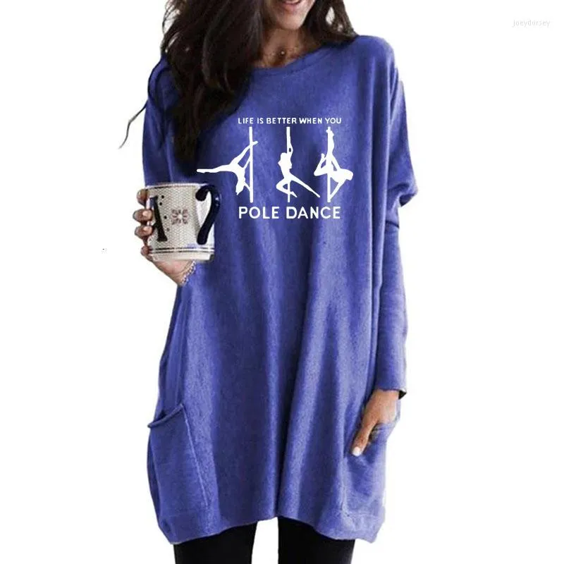 Sudaderas con capucha para mujer, Life Is Better, baile en barra, estampado de letras, bolsillo largo para mujer, regalo de amante, sudaderas informales para primavera y otoño para mujer