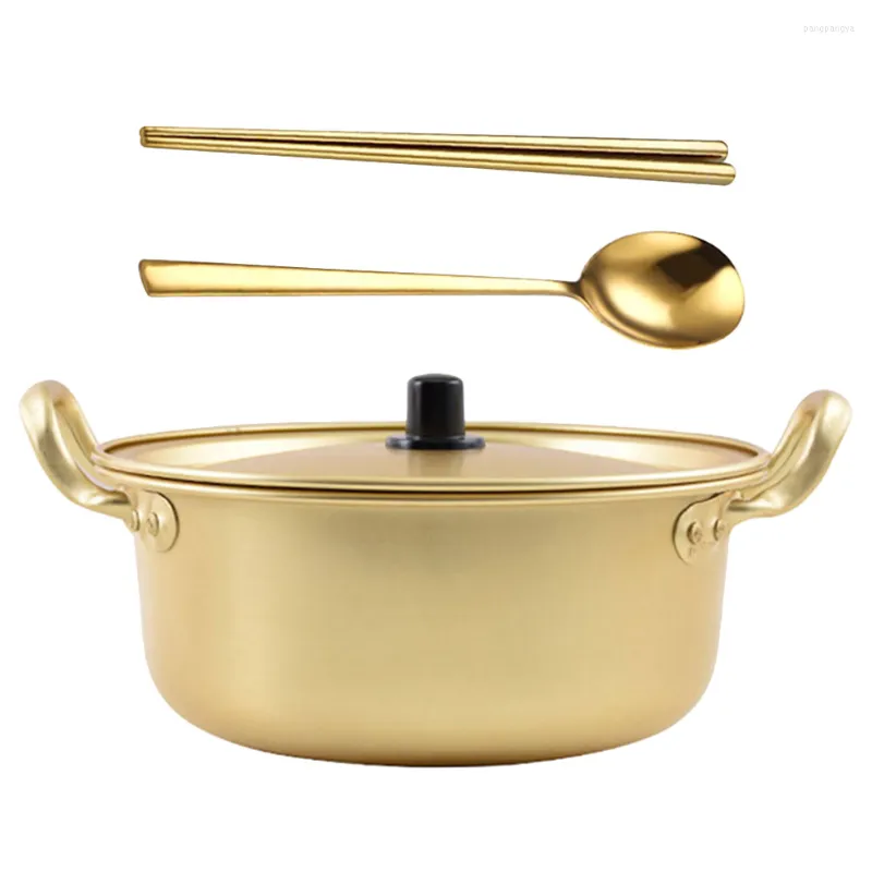 Servis uppsättningar Instant Noodle Pot Kitchen Pots Lock Small Ramen Cooking Tousils Korean Noodles