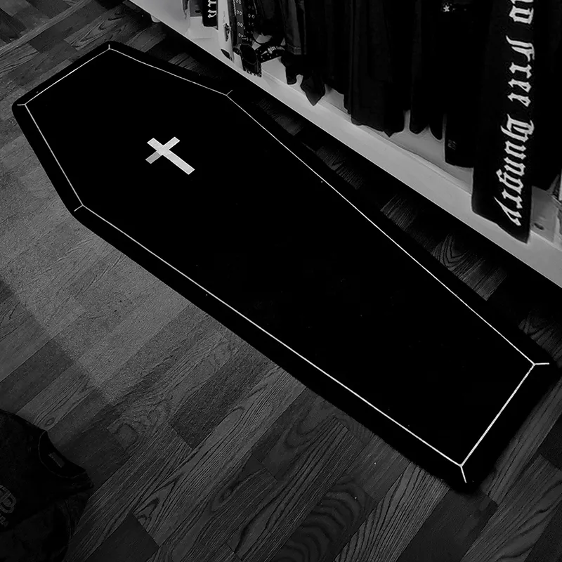 Tapis Gothique Demon Tapis Crânes Cross Floor Non-Slip Punk Area Tapis Maison Salle De Bains Chambre Tapis Décoration pour Killstar Halloween 230616