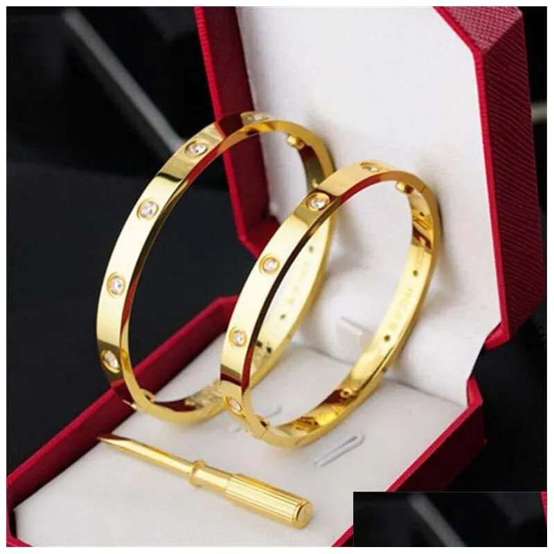 high end screwdriver love bracelt luxury fashion unisex cuff bracelet 316l stainless steel plated 18k gold jewelry womens and mens designer bracelet men