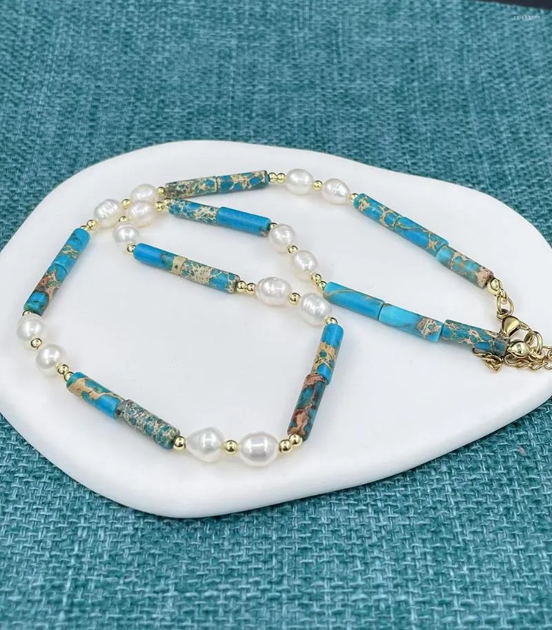 Kedjor natursten barock sötvatten pärla halsband färg clavicle kedja 2023 mode charm handgjorda smycken kvinnor
