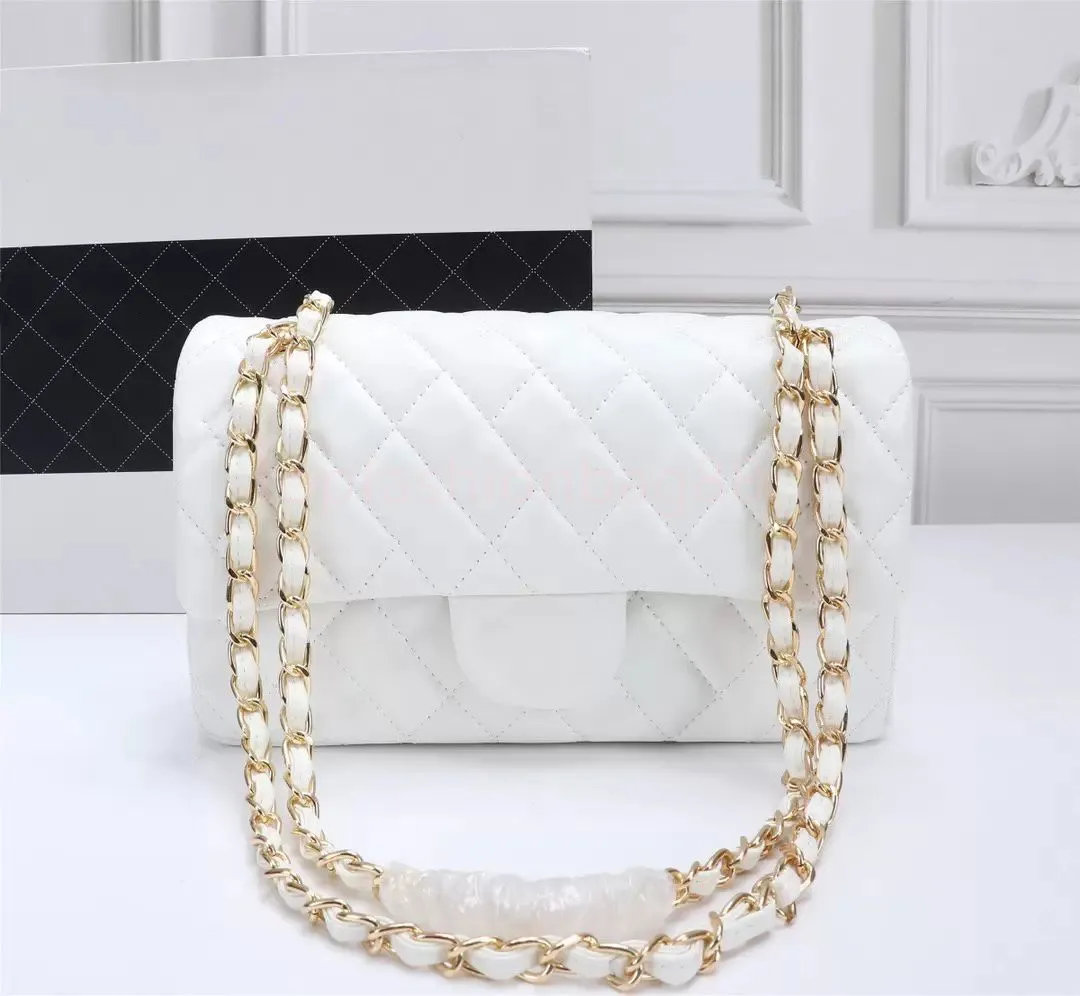 Top Designe bolsa de mão de marca de luxo personalizada canal bolsa feminina couro corrente dourada 2,55 cm preto e branco rosa gado clipe pele de carneiro ombro 5a+++ bolsa
