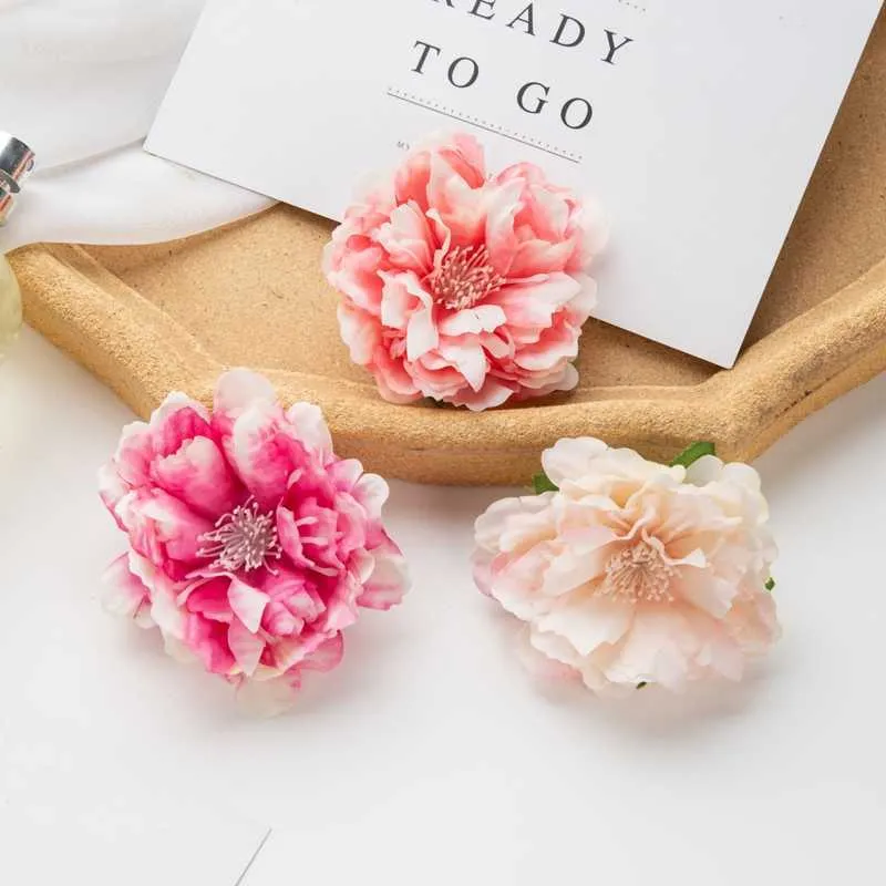 Dried Flowers 100PCS Artificial Peony Wholesale Scrapbook Diy Fake Silk Stamen Head for Home Party Wedding Decoration Garden Christmas