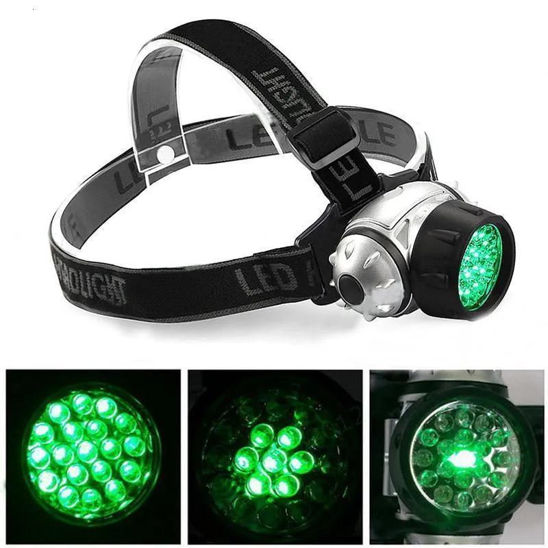 헤드 램프 19 LED 헤드 손전등 고강도 고강도 녹색 빛 수경 원예 공장 성장실 조절 가능한 헤드 램프 4 모드 조명 230617
