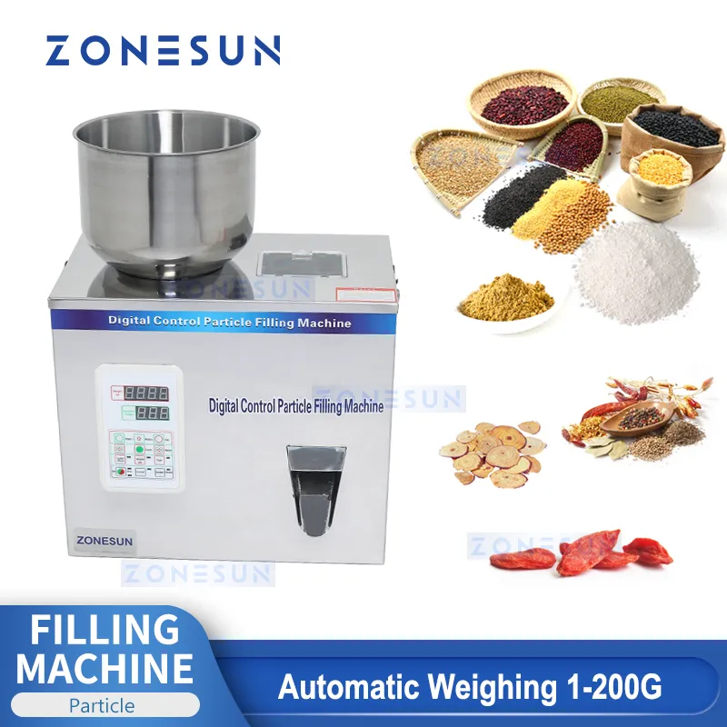 ZONESUN 1-200G particules thé Machine de remplissage bonbons noix emballage alimentaire poudre automatique thé surtension café remplisseur