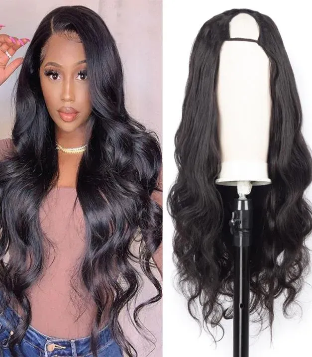 Body Wave U Part Wig Perucas de cabelo humano Brasileiro Body Wave Remy Hair 150 Densidade 2x4 polegadas Perucas sem cola