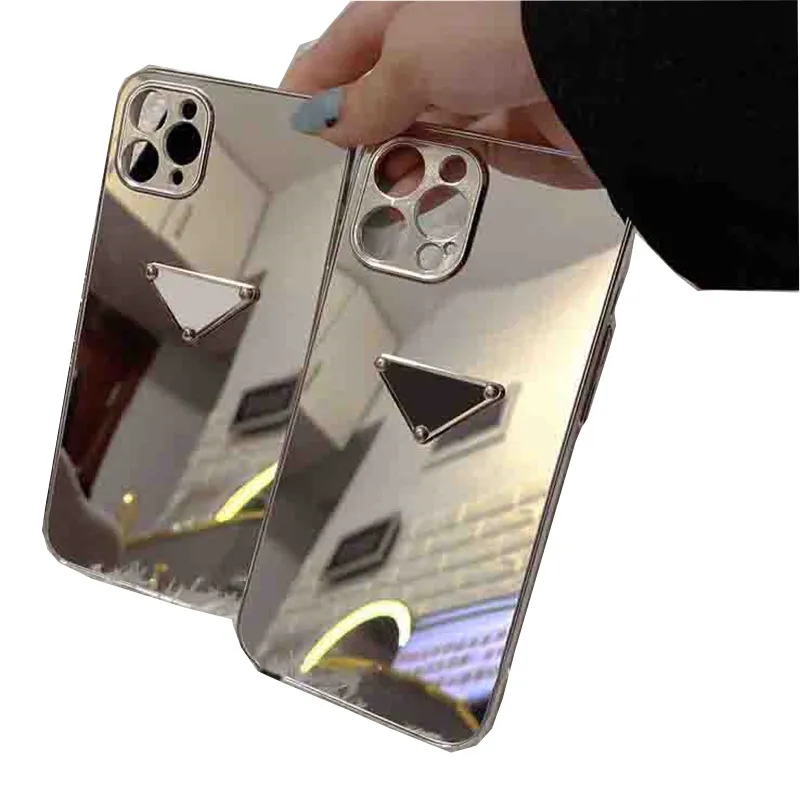 Mobiltelefonfodral designer telefonfodral spegel yta fodral för iPhone 15 14 pro max 13pro 12 xs 8p lyxiga lysande lins mens fonecase stockproof cover shell x7l6
