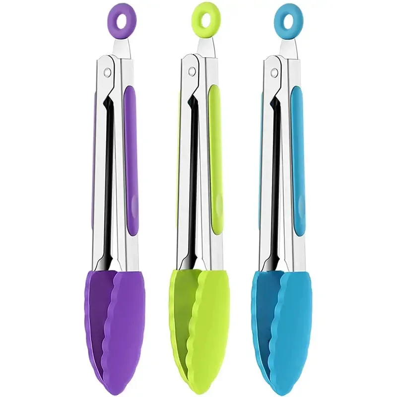 7 Inch Silicone Tongs Mini Kitchen Tongs with Silicone Tips Small