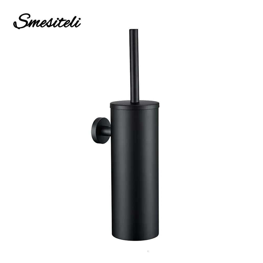 Toilet Brushes Holders Black Brush Holder In Wall For Bathroom Set Modern Style 304 Stainless Steel Material No Dead Cleaning 230616