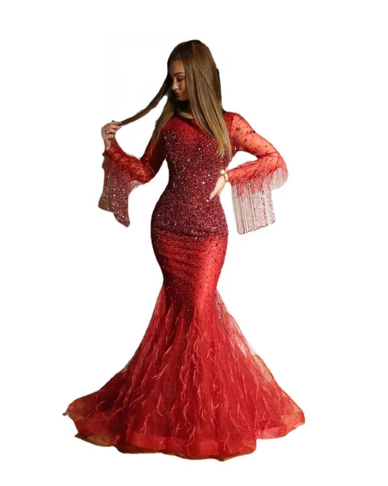 Luksusowe sukienki wieczorowe koronkowe aplikacje koraliki kryształowe syrena syrena balowa sukienki na zamówienie specjalnie rozmiar