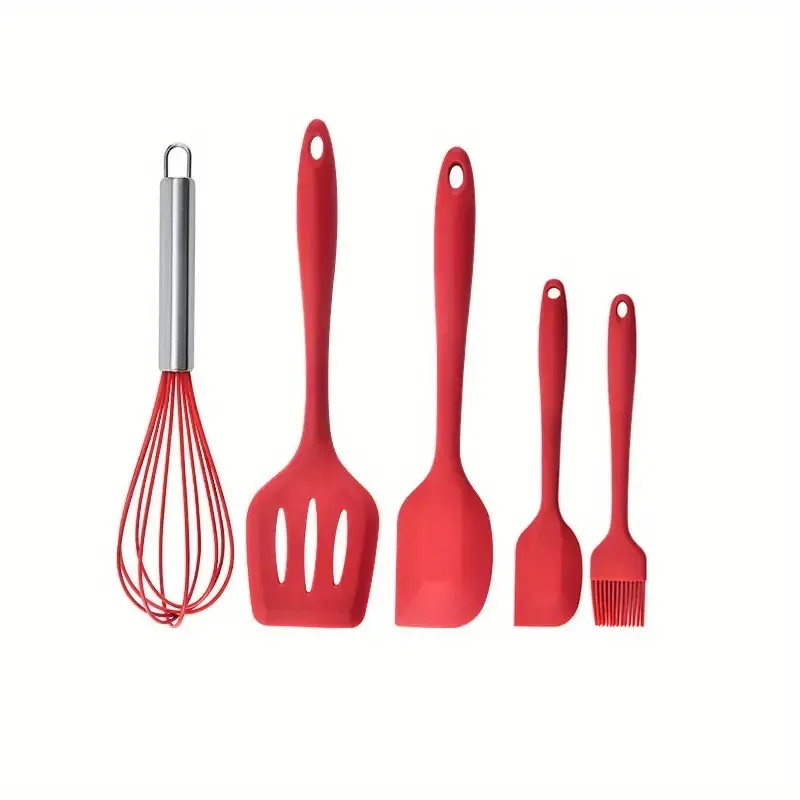 5st Silicone Kitchen redskap Kök köksredskap sätter silikon spatel spade vispa kök matlagningsverktyg