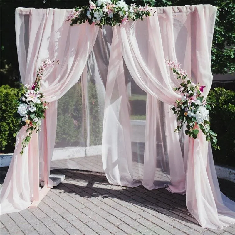 Gordijn Wit Bruiloft Achtergrond Chiffon Stof Drape Voor Feestgordijnen Panelen Met Staaf Zakken Thuis Raamdecoraties