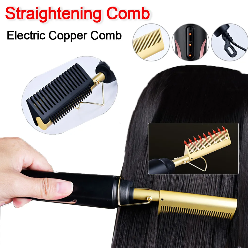 Hair Straighteners Copper Comb Straightener for Wigs Afro Hair Heating Comb Straightening Brush Electric Pressing Comb Hair Straightener 230617