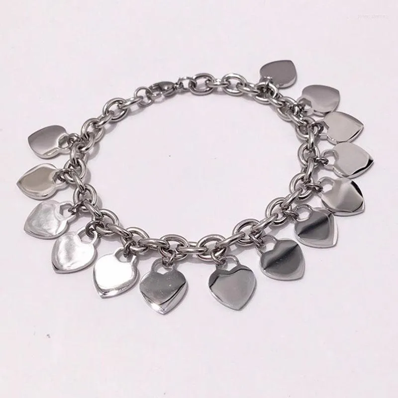Link Bracelets 2023 Women Free Delivery Love Pendant Luxury Jewelry Stainless Steel Punk High Quality Korean Gift Wholesale