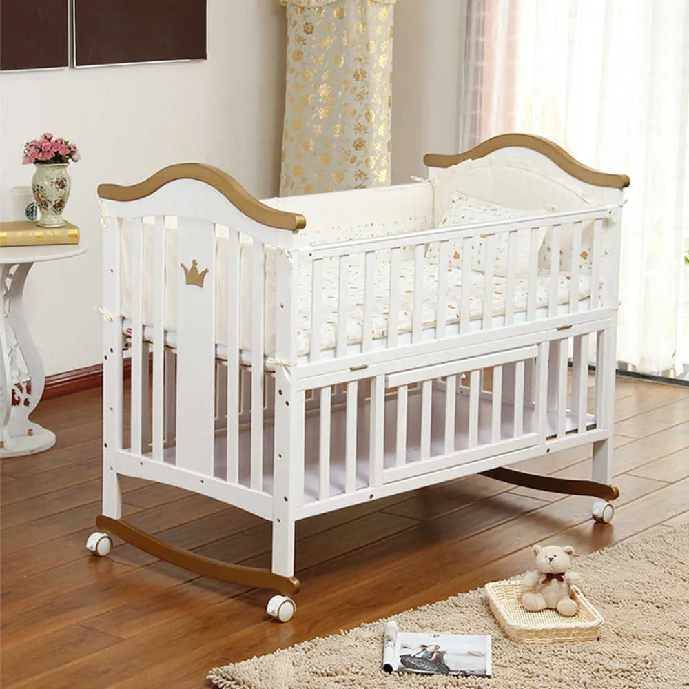 Habao Solid Wood European Baby Shaker With Roller Multifunctional