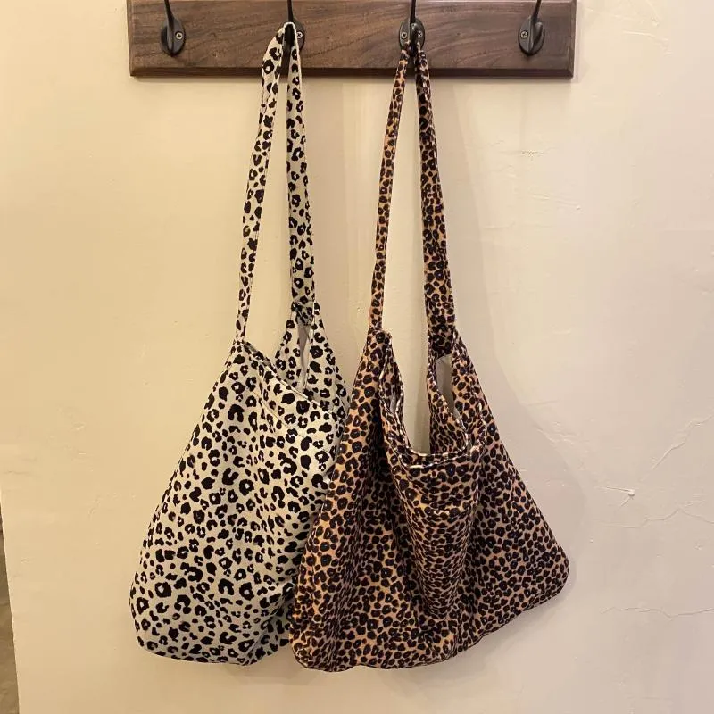 Shopping Bags Korea Emis Fashion Leopard Print Canvas Bag Female Kong Hyo-jin Song Hye-kyo Same Style Printed Shoulder Student