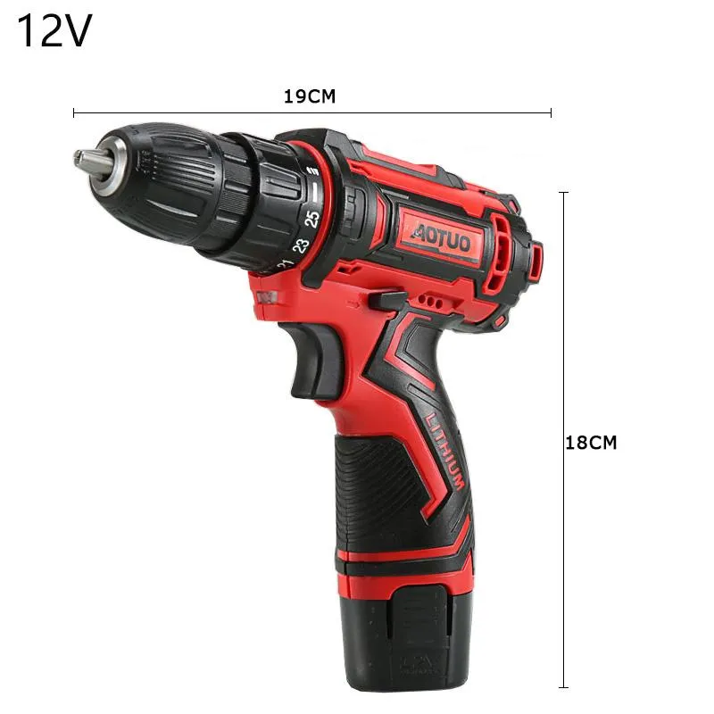 Boormachine ZHCY 12/18V Electric Screwdriver litium batteri trådlös borr 25+1 inställningar Power Tools Mini Wireless DC Power Driver Driver