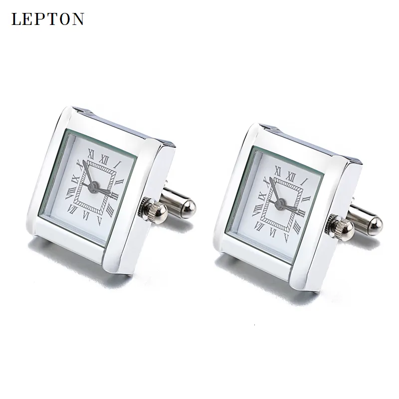 Manchetknopen Lepton Functioneel Horloge Manchetknopen Voor Mannen Vierkante Echte Klok Manchetknopen Met Batterij Digitale Mens Horloge Manchetknopen Relojes gemelos 230617
