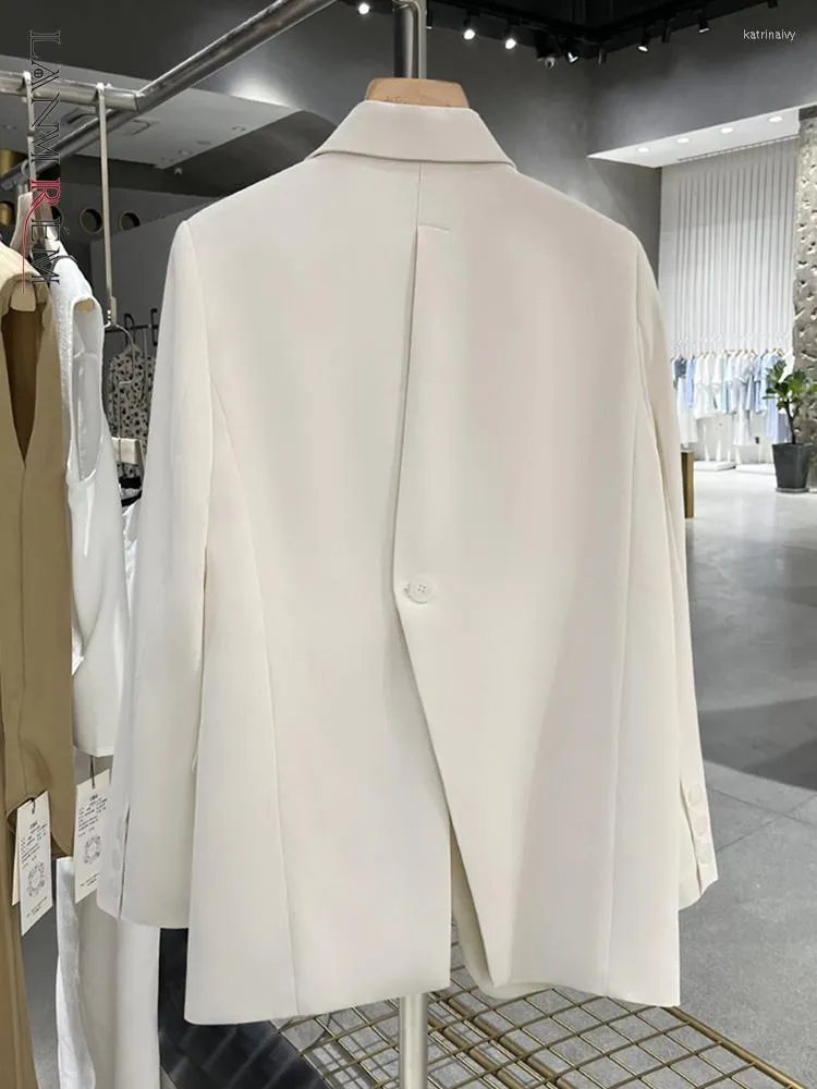 Kvinnors kostymer Lanmrem Designer Back Blazer Coat för kvinnor Solid skarvade långa ärmar Casual Split Coats Kvinnliga kläder 2023 2YA3031