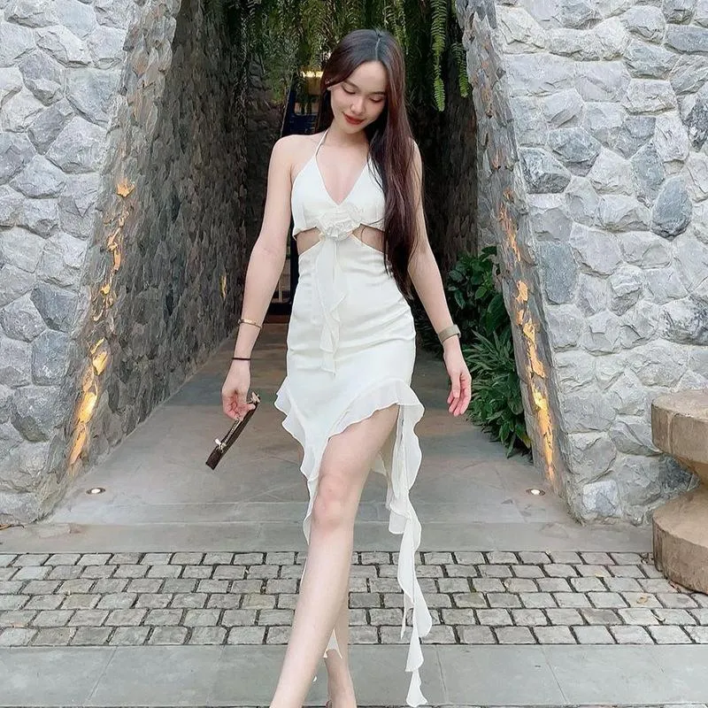 sachin and babi light blue dress Womens Dresses 2024 Summer Fashion Striped Rose Print Side Slit Casual