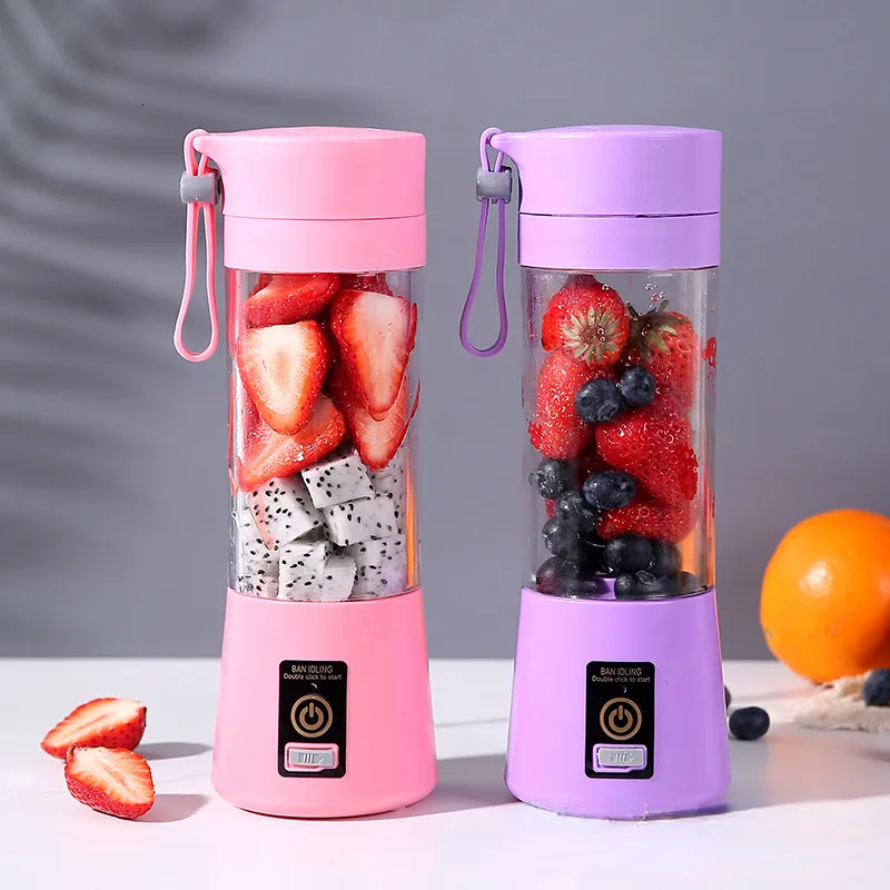 Fruktgrönsaksverktyg Portable Juicer Cup 6 Blade Juicer USB uppladdningsbar handhållen Smoothie Blender Fruit Blender för On-the-Go Travel 230617