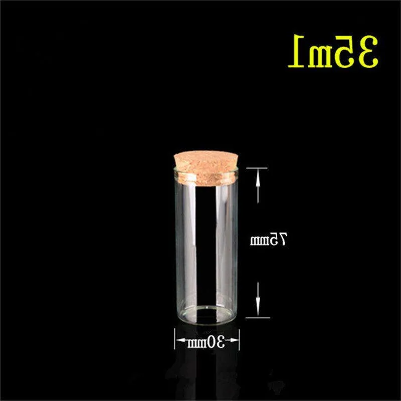 50 pcs 30x75 mm 35ml Flat Bottom Glass Tube Bottles With Corks Empty Little Jars Decorative Vials New Arrival Vbnfl