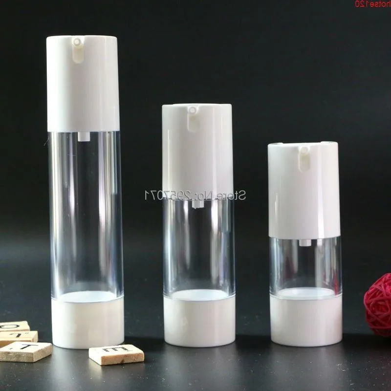 30ml 50ml Bottiglie da viaggio per pompa a vuoto airless in plastica trasparente bianca Contenitori cosmetici vuoti Confezione per donna 10 pezzi / lotto Qahax