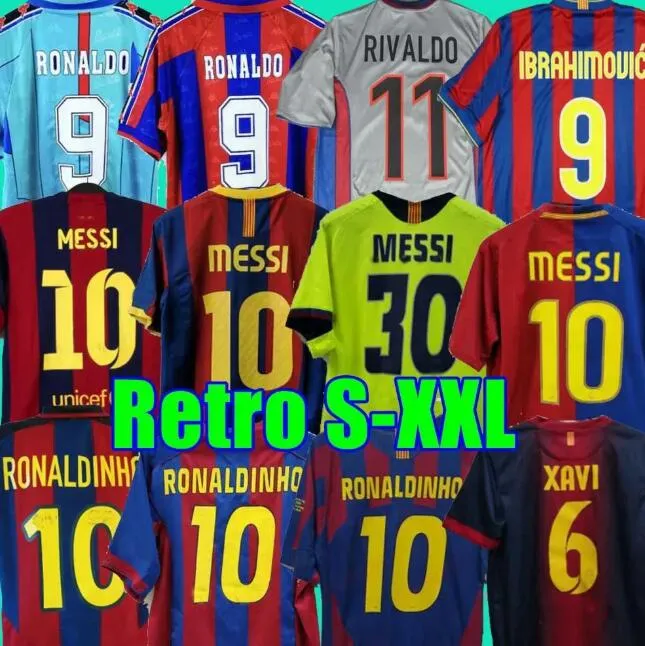 Maillots de football rétro Barca 96 97 07 08 09 10 11 MESSIS XAVI RONALDINHO RONALDO RIVALDO GUARDIOLA Iniesta Finals Classique Maillot De