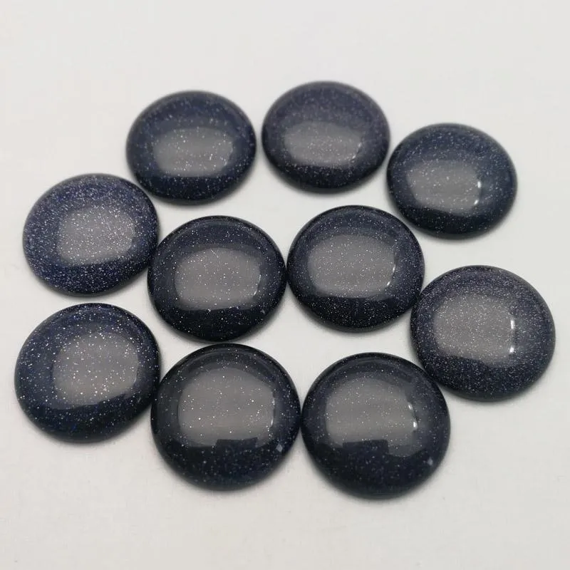 Crystal Wholesale fashion 25mm blue sand stone beads good quality round cabochon no hole 12pcs for DIY jewelry making free shipping