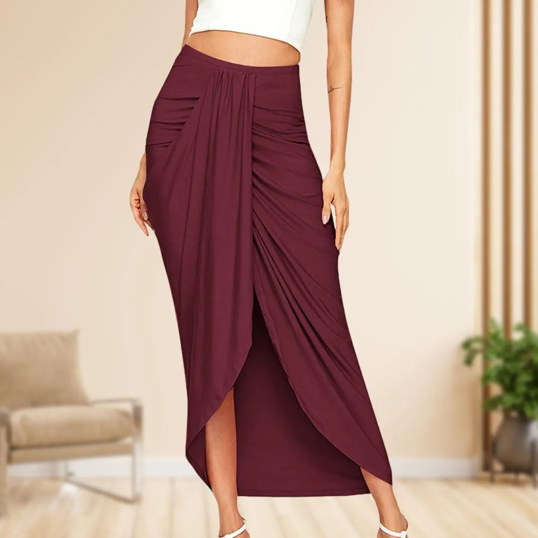 Women Spring Summer Mid Calf Asymmetrical Long Skirts y2k Aesthetic Fairycore Vintage Pleated Skirt High Waist Long