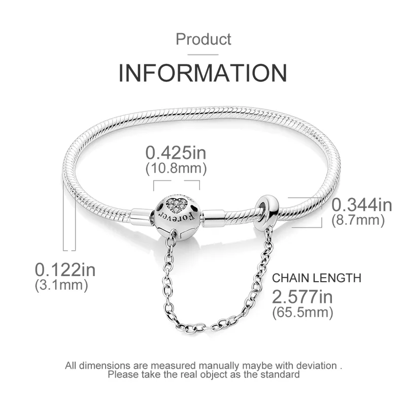 Authentic Snake Chain fit  bracelet designer for women European Bead Pendant Diy 10244