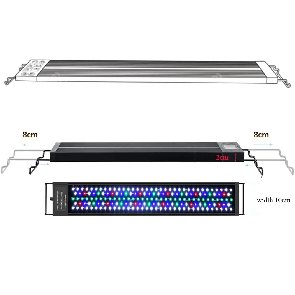 Lightings 1824inch 45cm Waterproof Programmable Dimmer Auto On/off Rgb Aquarium Led Lamp Full Spectrum Freshwater Lighting for Planted