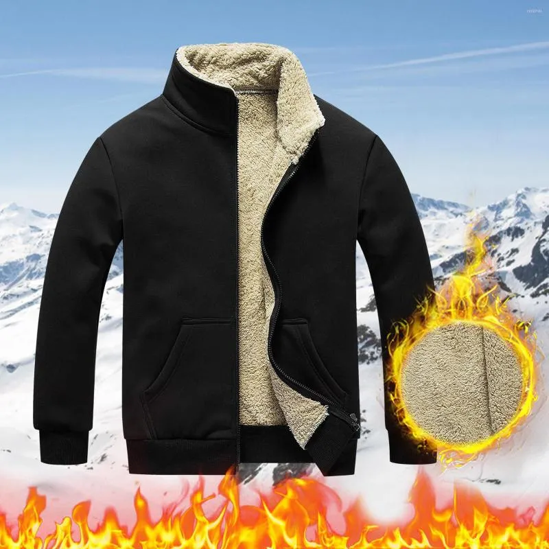 Men's Jackets Men's Winter Coats Jacket Casual H Solid Coat Stand Collar Long Sleeve Zipper Pocket Warm