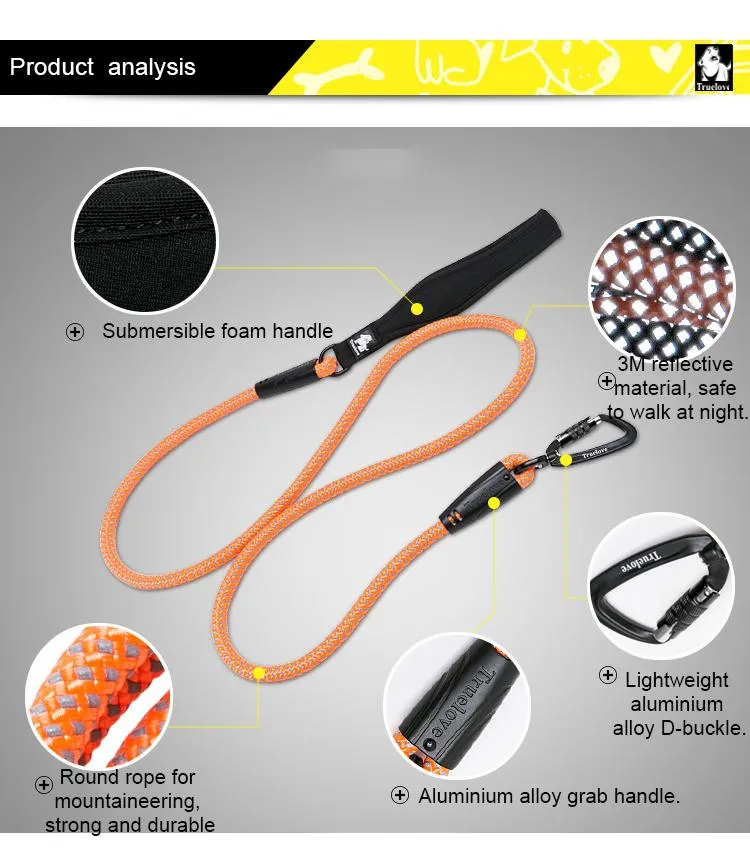 Leashes Truelove Dog Leash Nylon flätat rep koppel för hundar utomhusträning 3mreflektiv stark bärbar husdjur som kör koppel tll2571