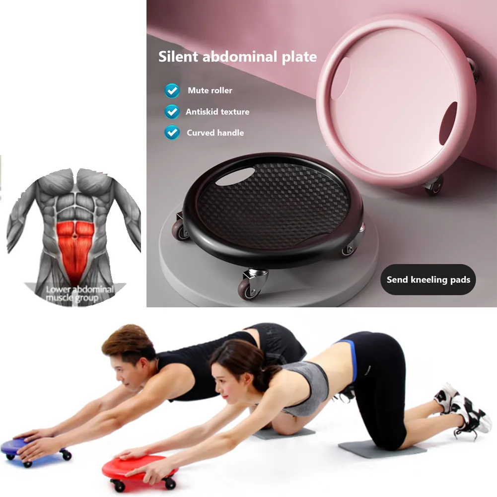 Core Abdominal Trainers Muscle Disc Plate Fitness Roll 4Wheel Roller Sliding Training Bodybuilding Device Home Exercise Equipment 230617