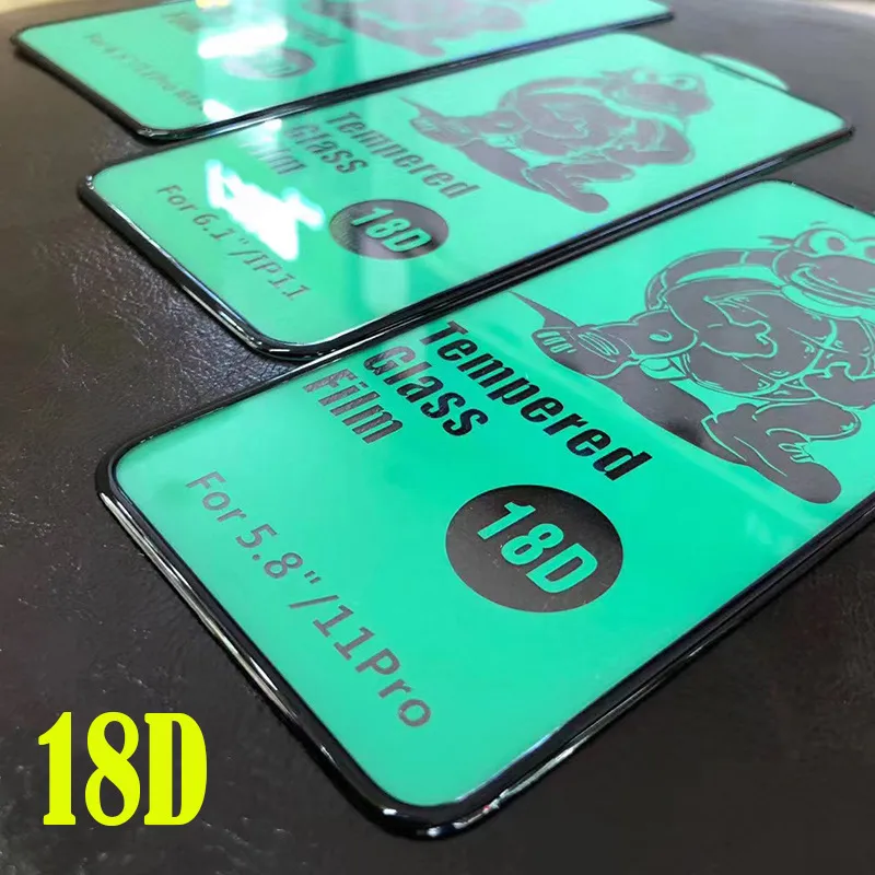 Protetor de Tela para iPhone 15 Pro Max 14 Plus 13 Mini 12 11 XS XR X 8 7 SE 18D Airbag Vidro Temperado Cola Completo Guarda Filme Cobertura Curva Premium Capa Escudo