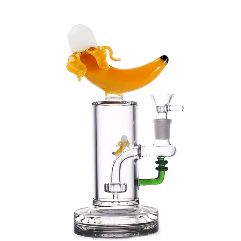 Bruciatore di olio di vetro creativo inebriante più economico Bong a forma di banana Narghilè Oil Dab Rigs Matrix Soffione doccia Perc Tubi d'acqua 14mm Giunto femmina con ciotola di tabacco