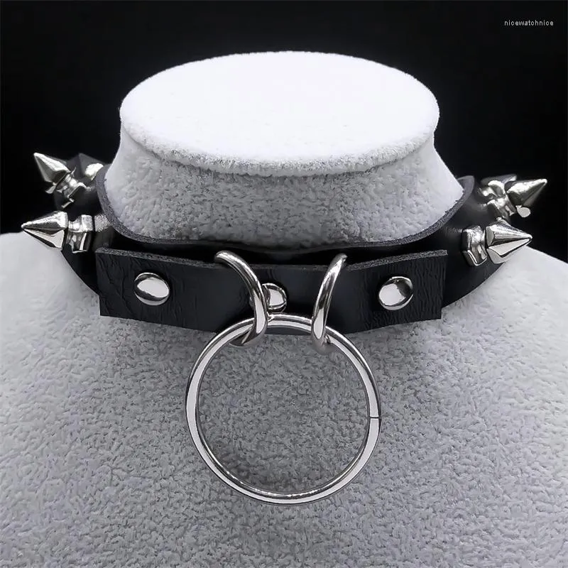 Choker Necklace for Women Rock PU Leather Choker Necklace, Sexy Choker with  Metal Spike