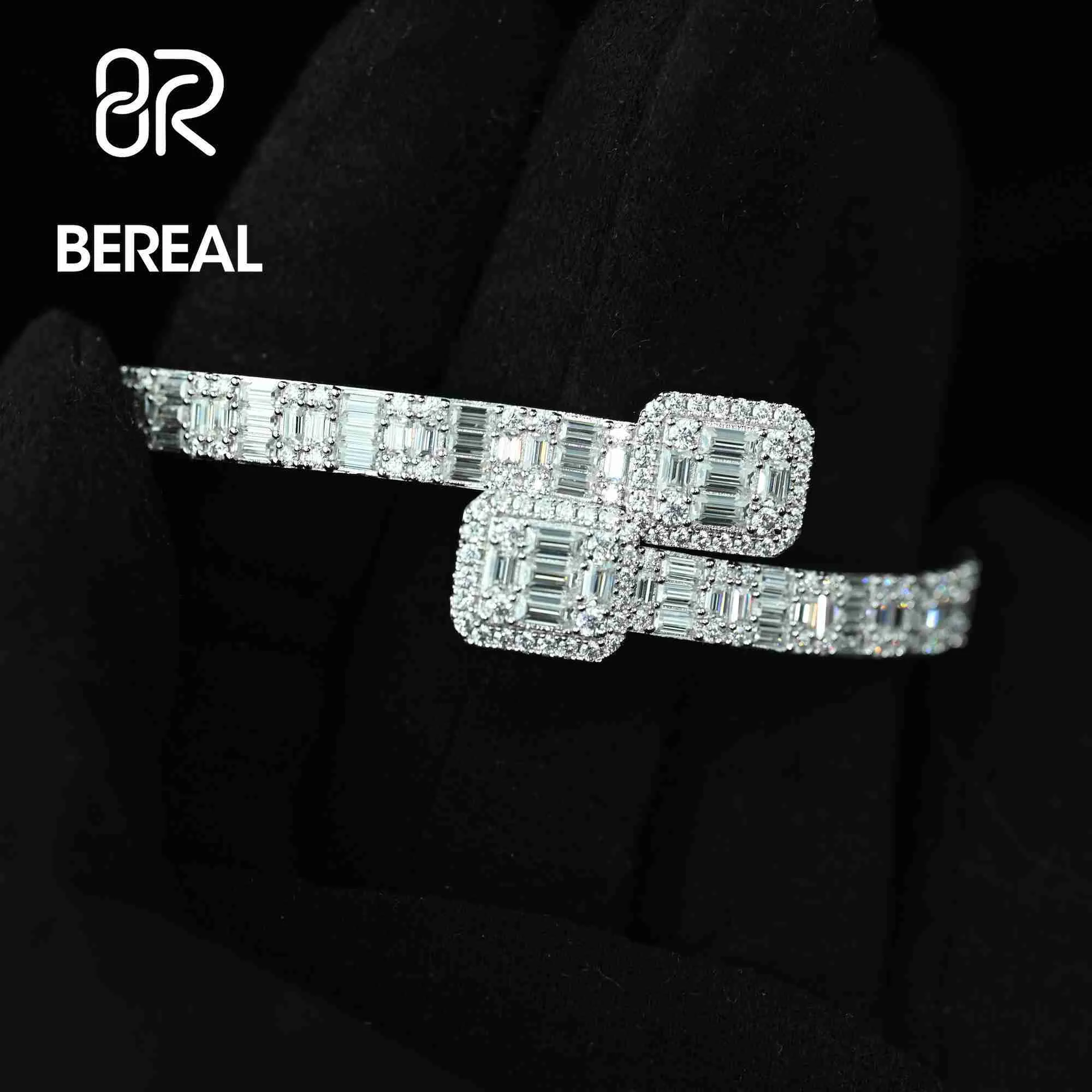 Bracelet 6 Inches 7 Inches 8 Inches 10k 14k 18k Gold Bangle Iced Out Baguette Cut Lab Grown Diamond Hand Jewelry for Men Women