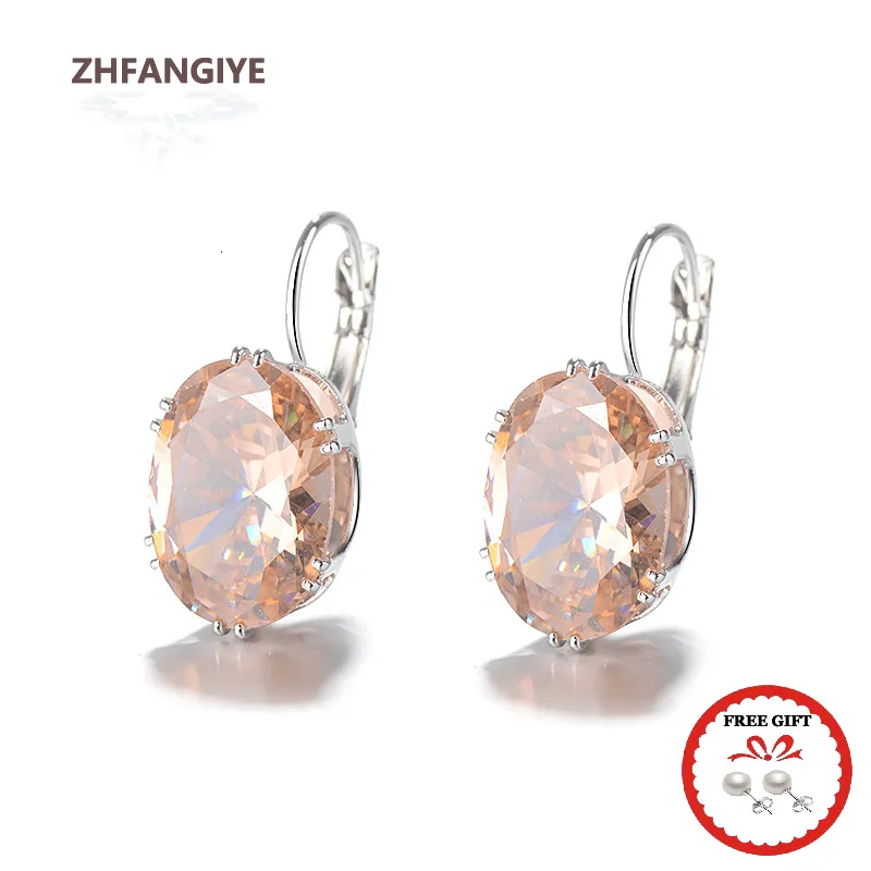 Bengelen Kroonluchter Mode Oorbellen 925 Zilveren Sieraden Ovale Zirkoon Gemstone Drop Earring voor Vrouwen Bruiloft Belofte Party Accessoires Groothandel 230617