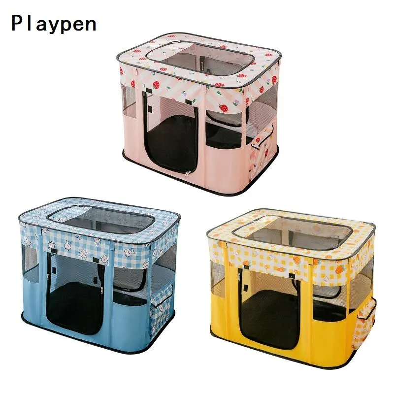 Cages Pet Playpen for Small Dog Portable Rectangle Cat Delivery Room for Indoor Cats with Door and Top Cover Mesh Window Drop Shipping