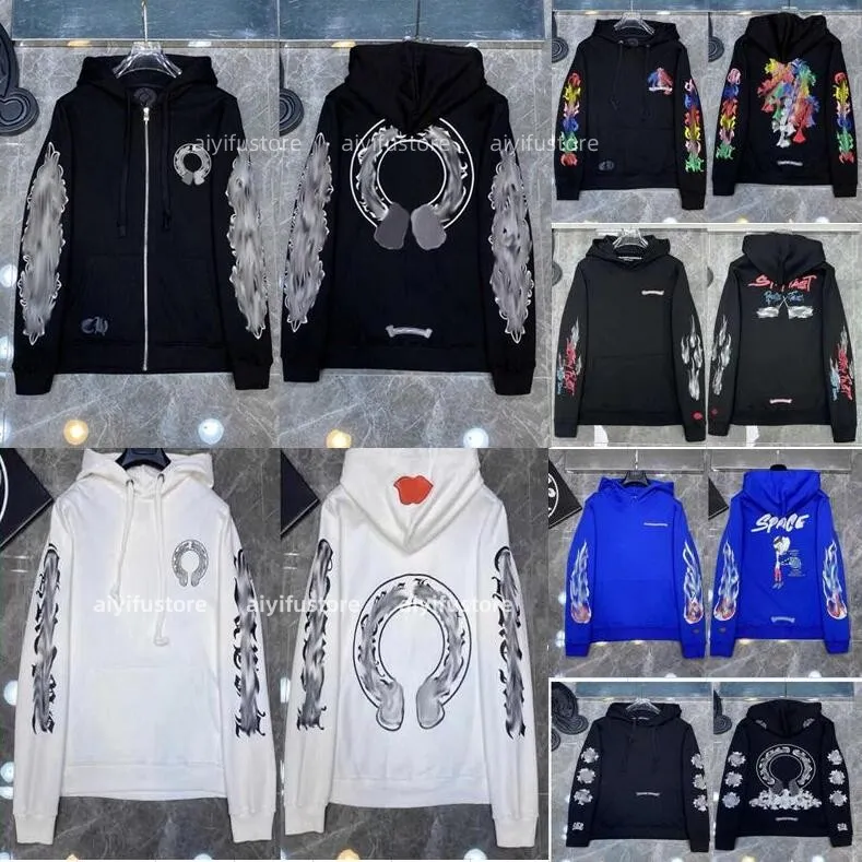 2023 Sweats à capuche pour hommes Designer chrome Sweats d'hiver sweat à capuche coeur CH veste à manches longues zippée Manteau ample à capuche hommes femme Hip hop chromees hoodys