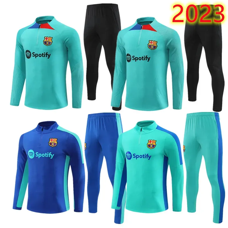 2023 Ansu Fati Camisetas de Football Tracksuit Zestaw 23/24 Barcelonas Mężczyźni i dzieci Barca Adultlewanowski F. de Jong Training Kurtka Chandal Futbol przetrwa 666