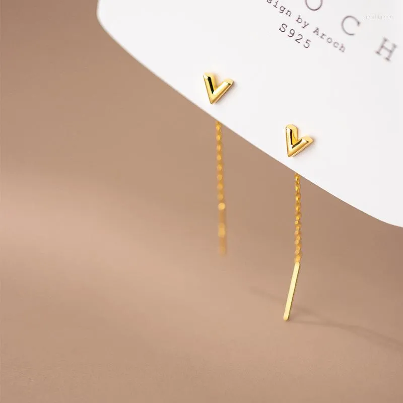 Stud Earrings Stainless Steel Letter V Stick Pendant For Women Girls Long Tassel Jewelry