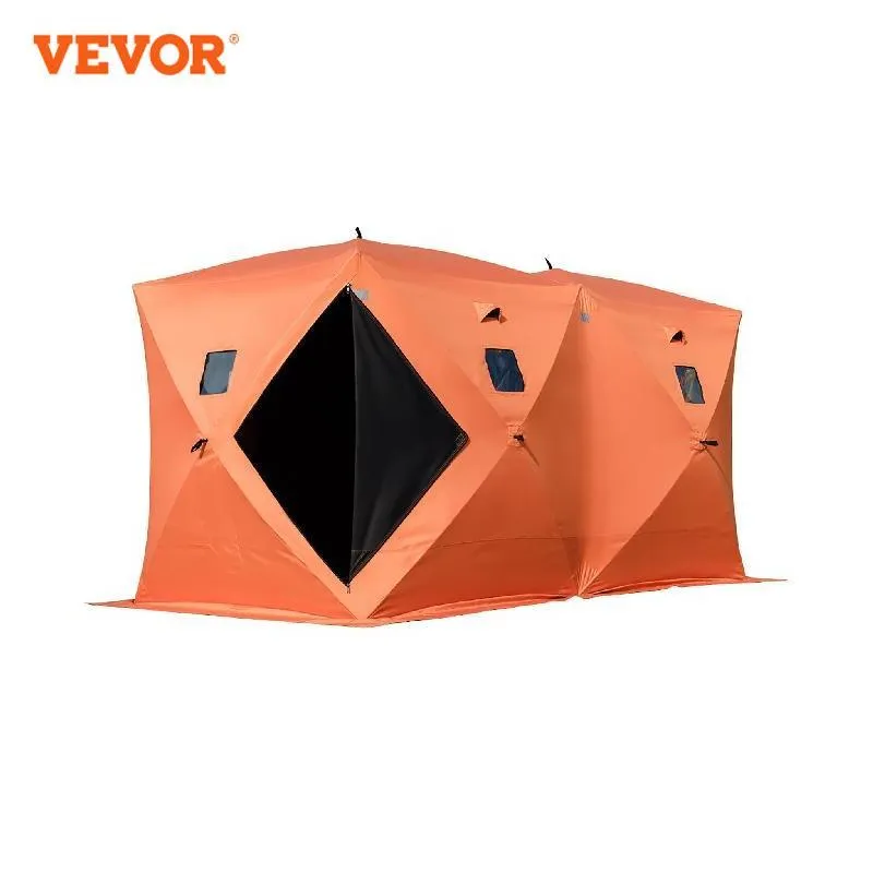 Accessories Vevor 8person Ice Fishing Tent Warm Awning Popup Oxford Fabric Waterproof Windproof Canopy for Winter Fishing Camping Hiking