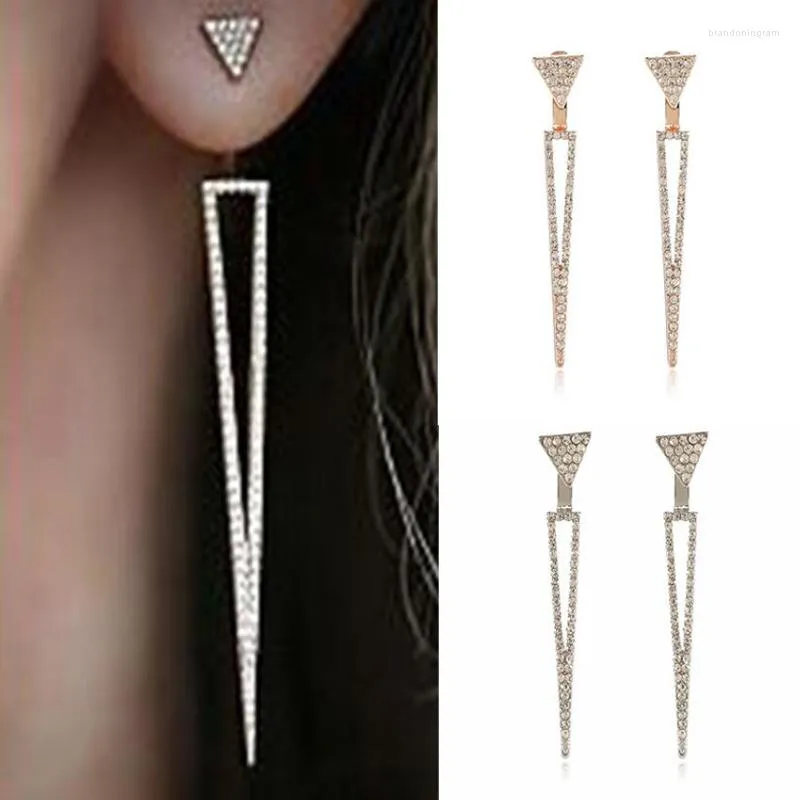 Orecchini a bottone SMJEL Fashion Punk Big Triangle For Women Classic Crystal Arrow Statement Ear Jackets Gioielli da sposa EJ054